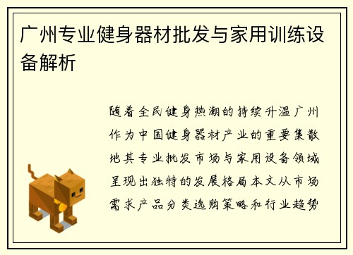广州专业健身器材批发与家用训练设备解析